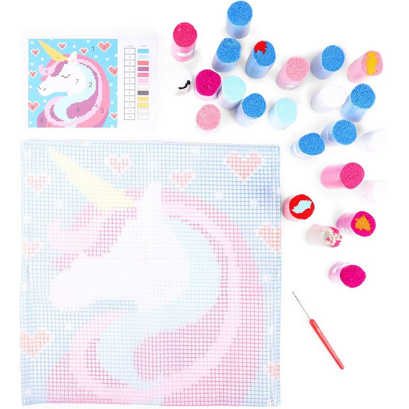 B Me DIY Unicorn Latch Hook Kit for Girls Mini Rug Sewing Set with 15  Colorful Yarn Bundles Color-Coded Canvas DIY Grils Bedroom D cor Idea  Perfect Birthday & Gift Age 6+