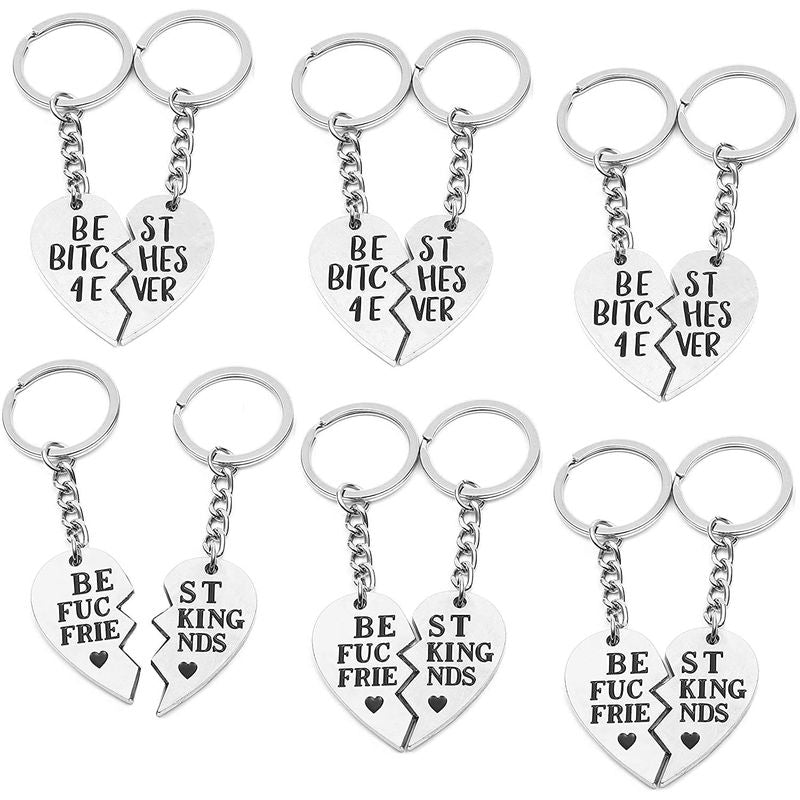 Broken Heart Best Friends Keychains for Women (1 x 3.8 Inches, 6 Pairs, 12 Count)