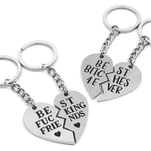 Broken Heart Best Friends Keychains for Women (1 x 3.8 Inches, 6 Pairs, 12 Count)