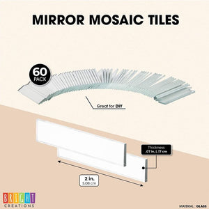 Mirror Mosaic Tiles for DIY Crafts, Home Decorations (2 in, 60 Pack)