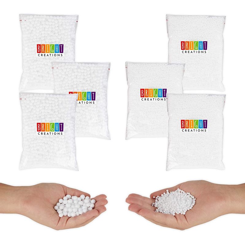 White Foam Beads for Slime, Art, Craft Supplies (0.3 oz, 6 Pack, 75,000 Pieces)