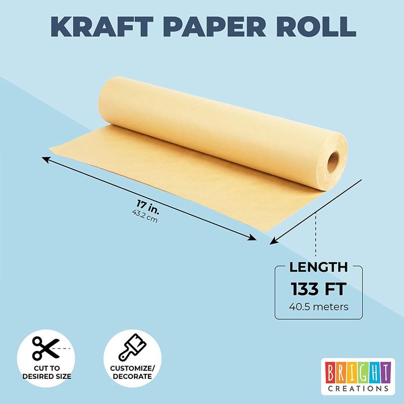 Brown Kraft Paper Roll for Giftwrap and Crafts (17 Inches x 133 Feet)