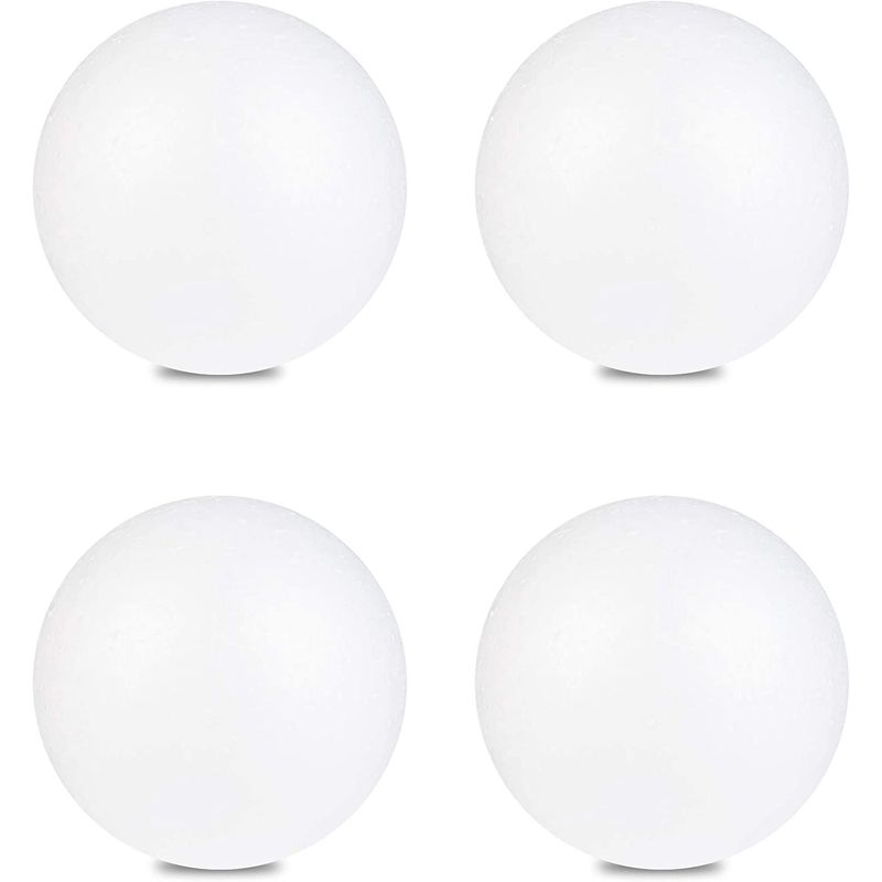 Bright Creations 5 inch Foam Balls for Crafts - 4 Pack Solid Round White Polystyrene Spheres for Ornaments, DIY Projects, Craft Modeling