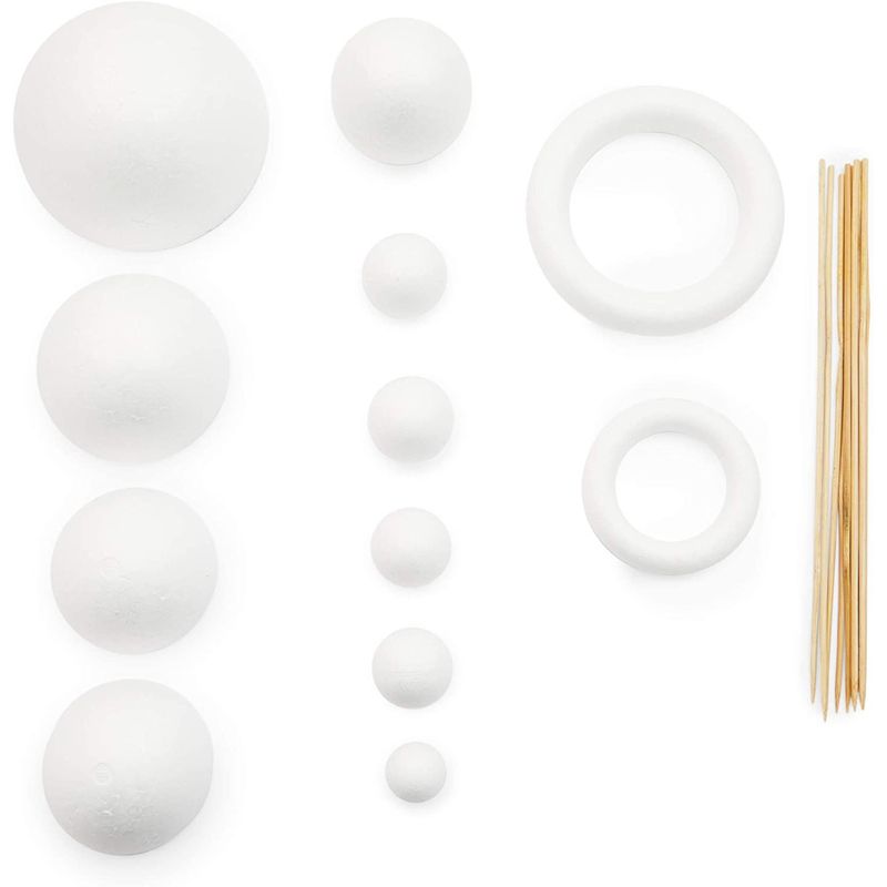 22 Piece 3D Solar System Model Kit for Crafts, Outer Space Science  Projects, White Polystyrene Foam Balls for Painting and Coloring, Spheres  and
