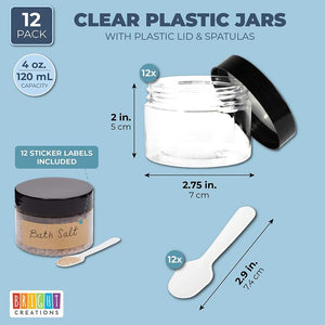 Clear Jars with Labels, Spatulas, Lids, 4 Oz Storage Containers for Slime, Crafts, Cosmetics (25 Pieces)