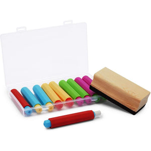 12 Piece Chalk Holder with Carry Case and Eraser for Kids, Teachers Day, Students