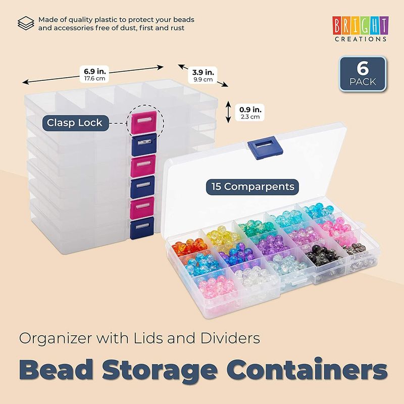 Bead Storage Containers, Organizer with Lids and Dividers (6.9 x