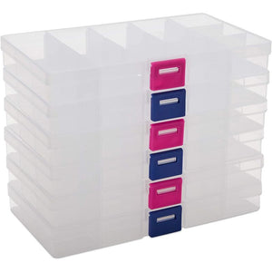 Bead Storage Containers, Organizer with Lids and Dividers (6.9 x 3.9 x 0.9 in, 6 Pack)