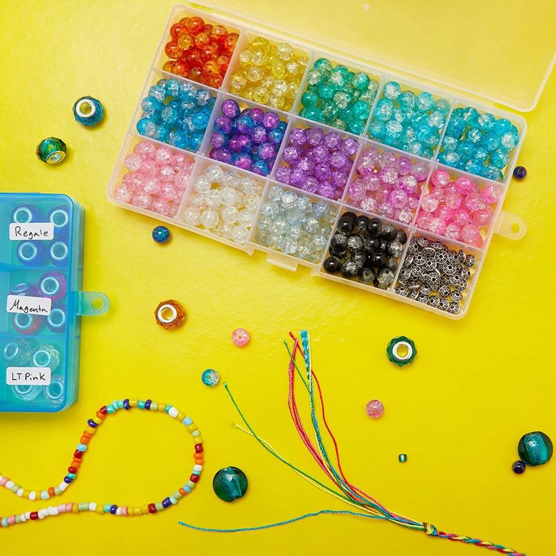 Plastic Bead Organizer Boxes with Dividers and Labels (7 x 4 x 1 in, 6 Pack)