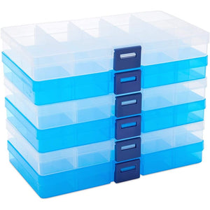 Plastic Bead Organizer Boxes with Dividers and Labels (7 x 4 x 1 in, 6 Pack)