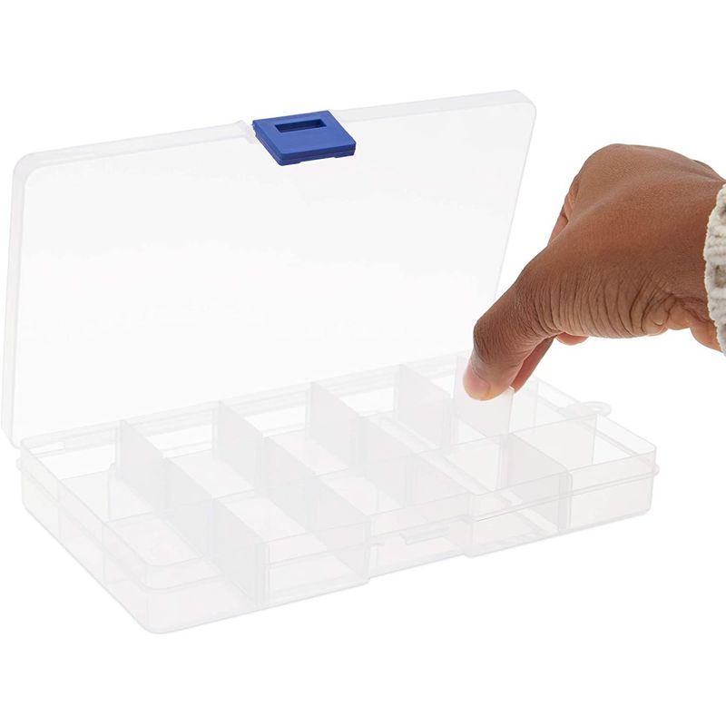 Plastic Bead Organizer Boxes with Dividers and Labels (7 x 4 x 1