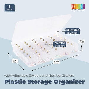 Bead Storage Organizer with Adjustable Dividers, Number Stickers (10.8 x 7 x 1.7 in)