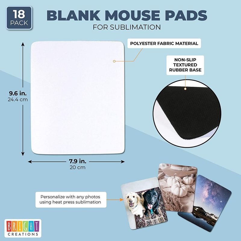 Blank Mousepads for Sublimation (9.6 x 7.9 in, White, 18 Pack) –  BrightCreationsOfficial