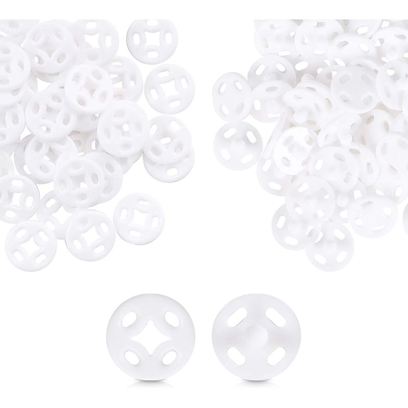 Sewing Snaps and Fasteners for Clothing (0.39 in, White, 500 Pairs)