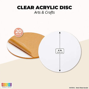 Clear Acrylic Disks, Round Circles for Arts and Craft Supplies (4 Inches, 20 Pack)