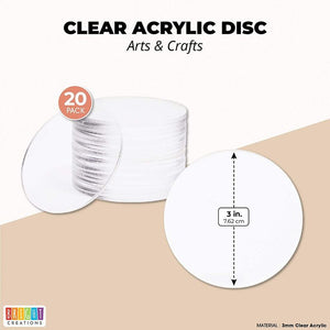 Clear Acrylic Disks, Round Circles for Arts and Craft Supplies (3 Inches, 20 Pack)