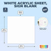 White Acrylic Sheet, 3mm Blank Sign for Crafts Supplies (12 x 12 in, 2 Pack)