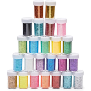 Glitter Shaker Bottles for Slime, Art, Crafts, 24 Colors (24 Pack)
