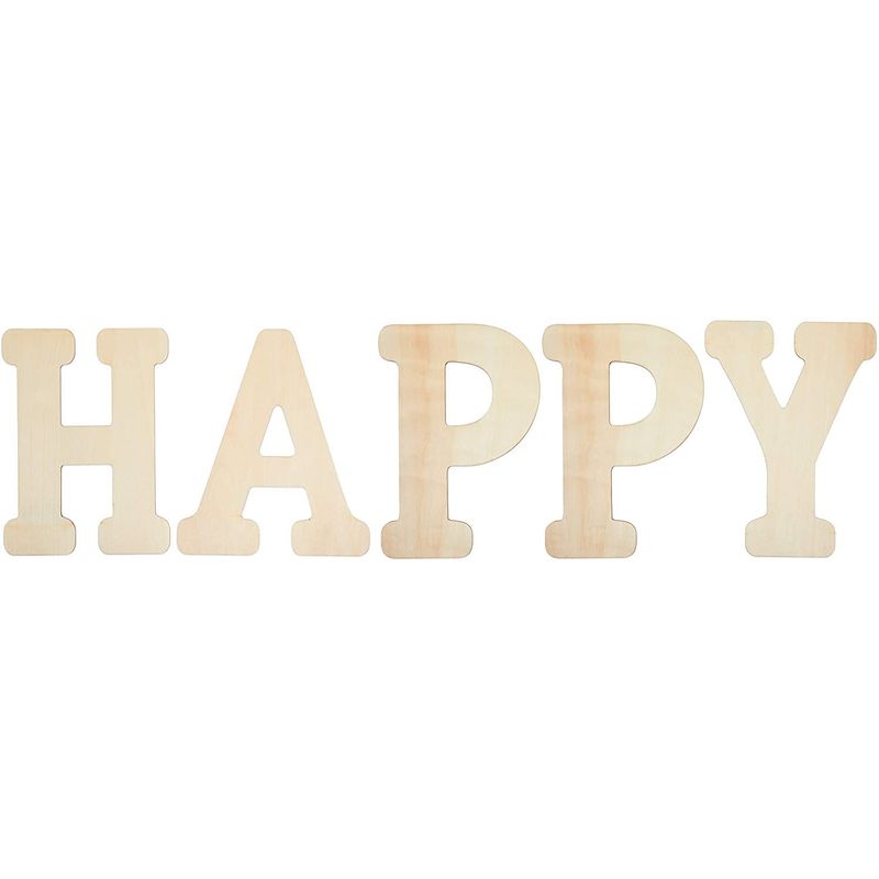 Bright Creations Unfinished Wooden Letters for Crafts, Happy (12 Inches, 5 Pieces)