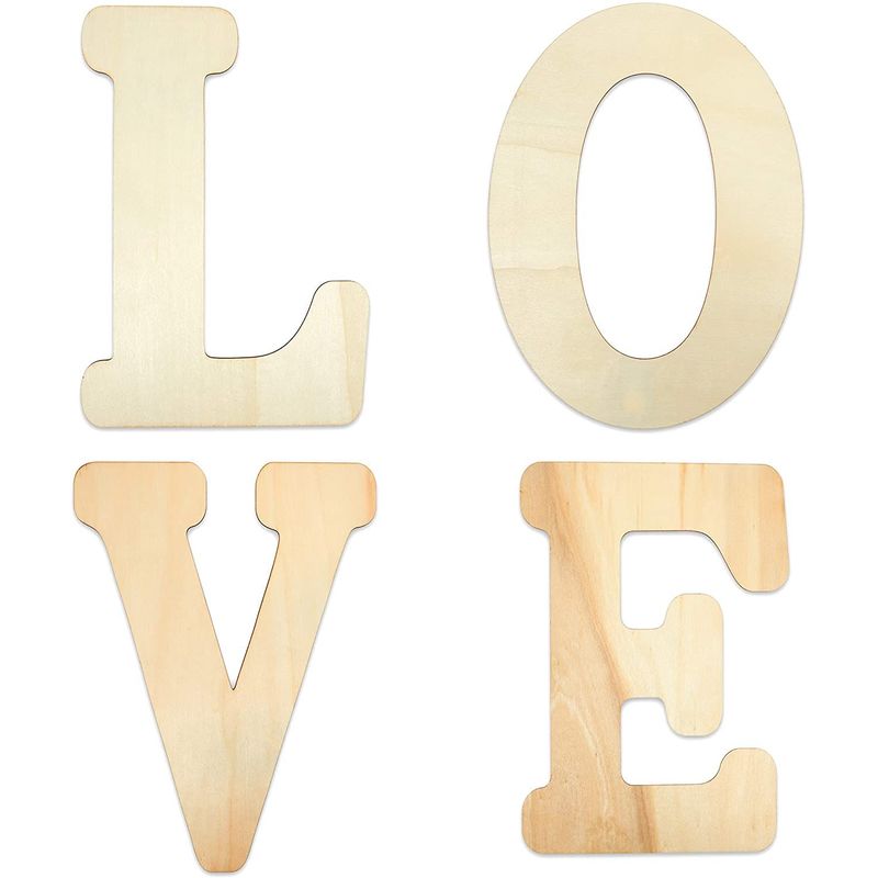 Bright Creations Unfinished Wooden Letters for Crafts, Love (12 Inches, 4 Pieces)
