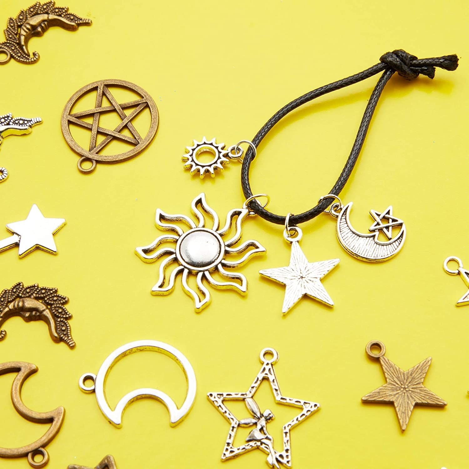 Bright Creations Moon and Star Charms for Jewelry Making (2 Colors