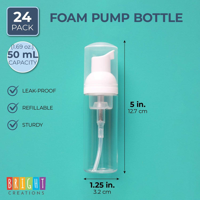 Clear Plastic Foam Dispenser Bottle (50 ml, 24 Pack)