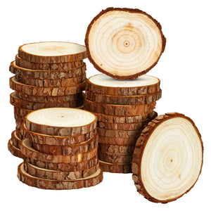 30 Pack Natural Wood Slices for Crafts, Unfinished, 3.5-4 Inch Diameter Discs, 0.4 Inches Thick