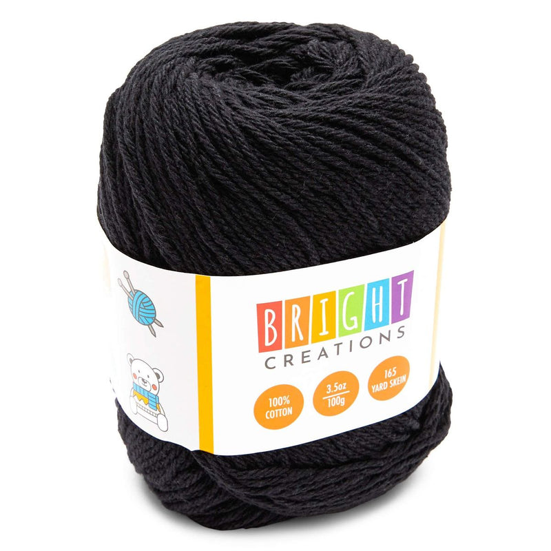 Black Cotton Skeins, Medium 4 Worsted Yarn for Knitting (330 Yards, 2 Pack)