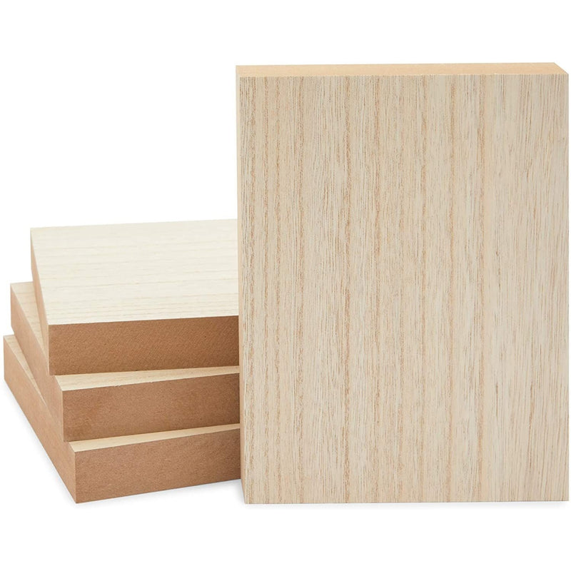 Unfinished Wood Blocks for Crafts, Painting, Wood Burning (6 x 8 x 1 in, 4 Pack)