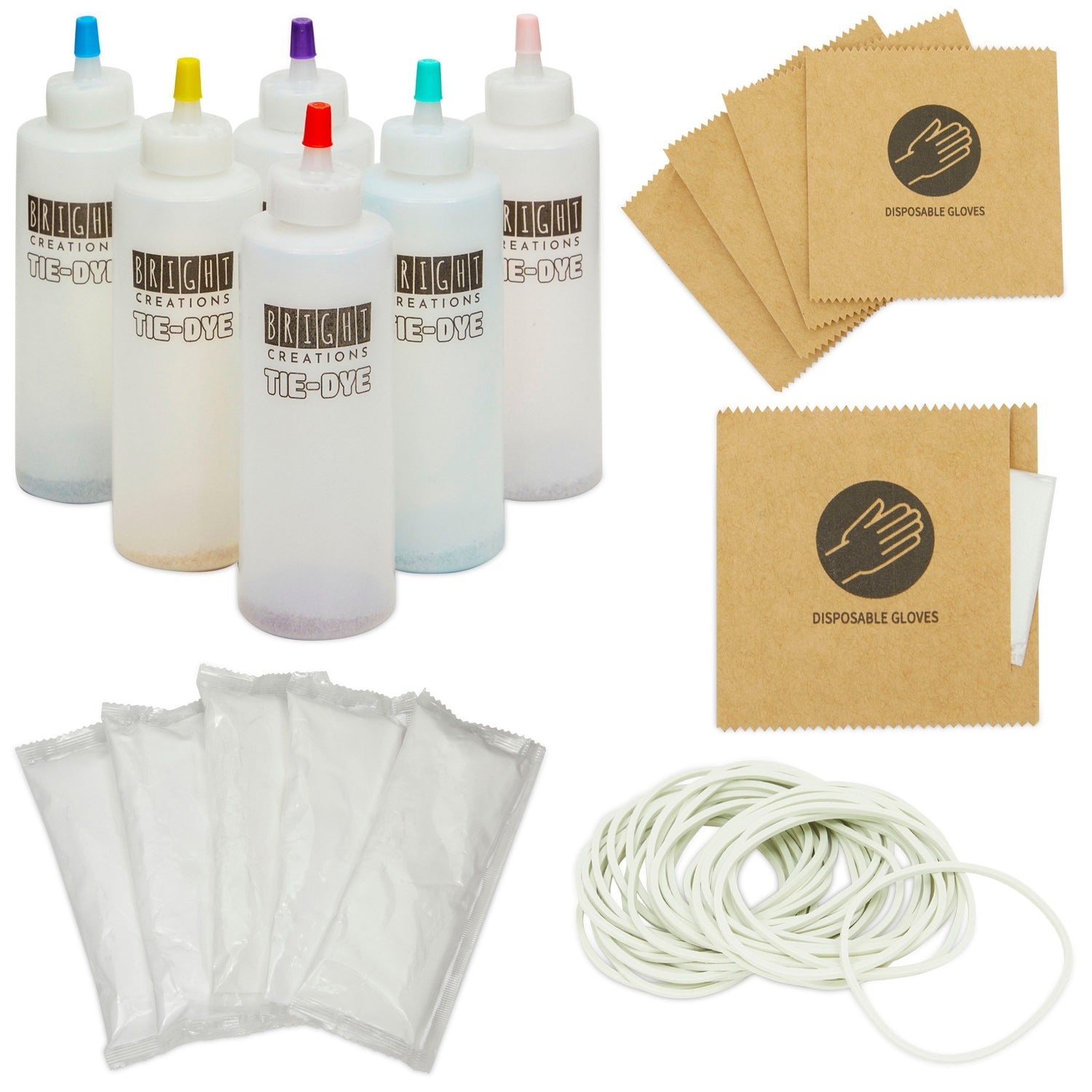 Soda Ash Tie Dye Kit with 6 Colors, Rubber Bands, Gloves, Mixing Bottl –  BrightCreationsOfficial