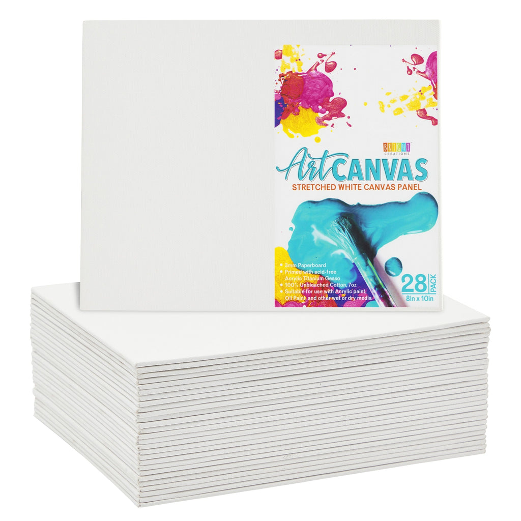 28 Pack White Canvas Boards and Panels for Painting, Art Supplies (8 x 10 In)