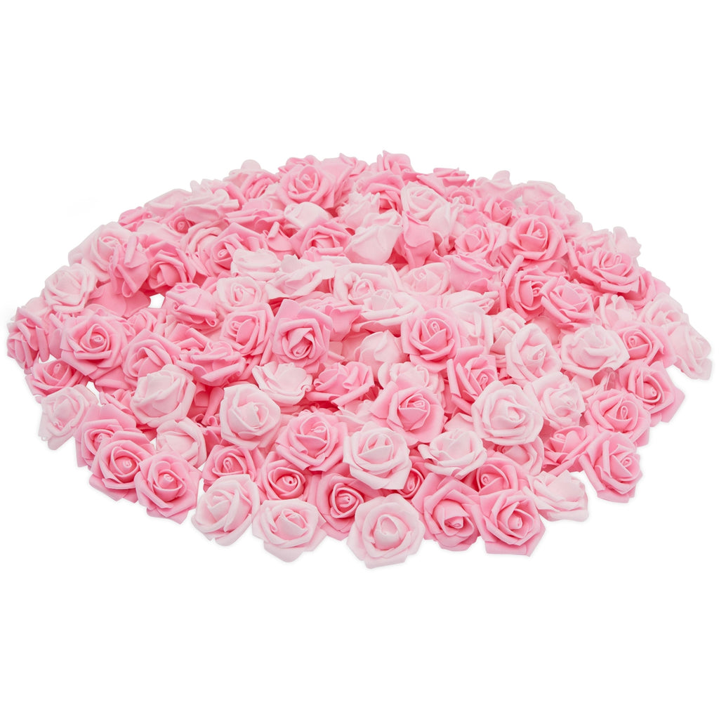 Artificial Roses in 2 Pink Colors, 2-Inch Faux Flower Heads for Crafts (200 Pack)