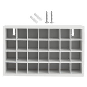 Paint Bottle Organizer with 28 Compartments for Artists Craft Supply Storage, Artwork, Drawing, and Painting (White, 12.5 x 3.5 x 7.4 In)