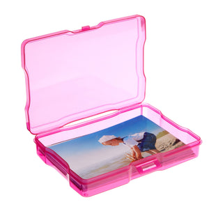 16 Transparent 4x6 Photo Storage Boxes and Organizer with Handle for Pictures, Art Supplies (Rainbow Colors)