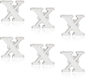 6 Pack Monogram Alphabet Letter X Brooch Pins, 0.8 inches Silver Initial Clothespins Lapel Pin Badge Collar for Men and Women Crafts, Custom Name, Accessories, Embellishment