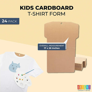 24 Pack Youth Cardboard Shirt Form Insert for Arts and Crafts Supplies, Kids Size Large (17 x 26 In)