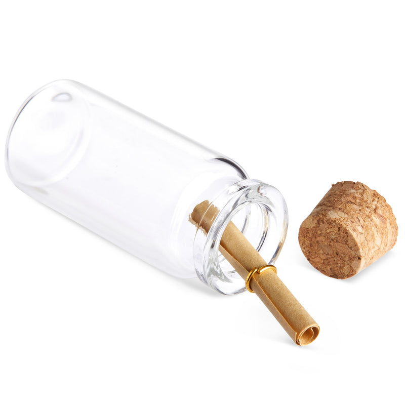 48 Pack 10ml Create A Message In A Bottle Kit, Bulk Small Glass Cork Bottles with Mini Scrolls for Time Capsules, Wedding Favors