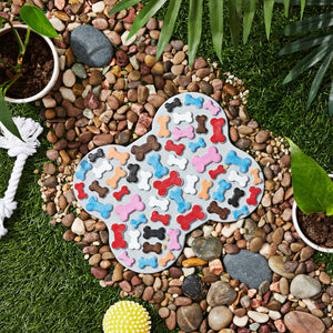 11-Piece 10-Inch Paint-Your-Own Dog Dog Bone Stepping Stone Kit with 1 Dog Bone Rock, 8 Paint Pots with 10ml Acrylic Paint Each, and 2 Paint Brushes for Yard Walkway Decorations