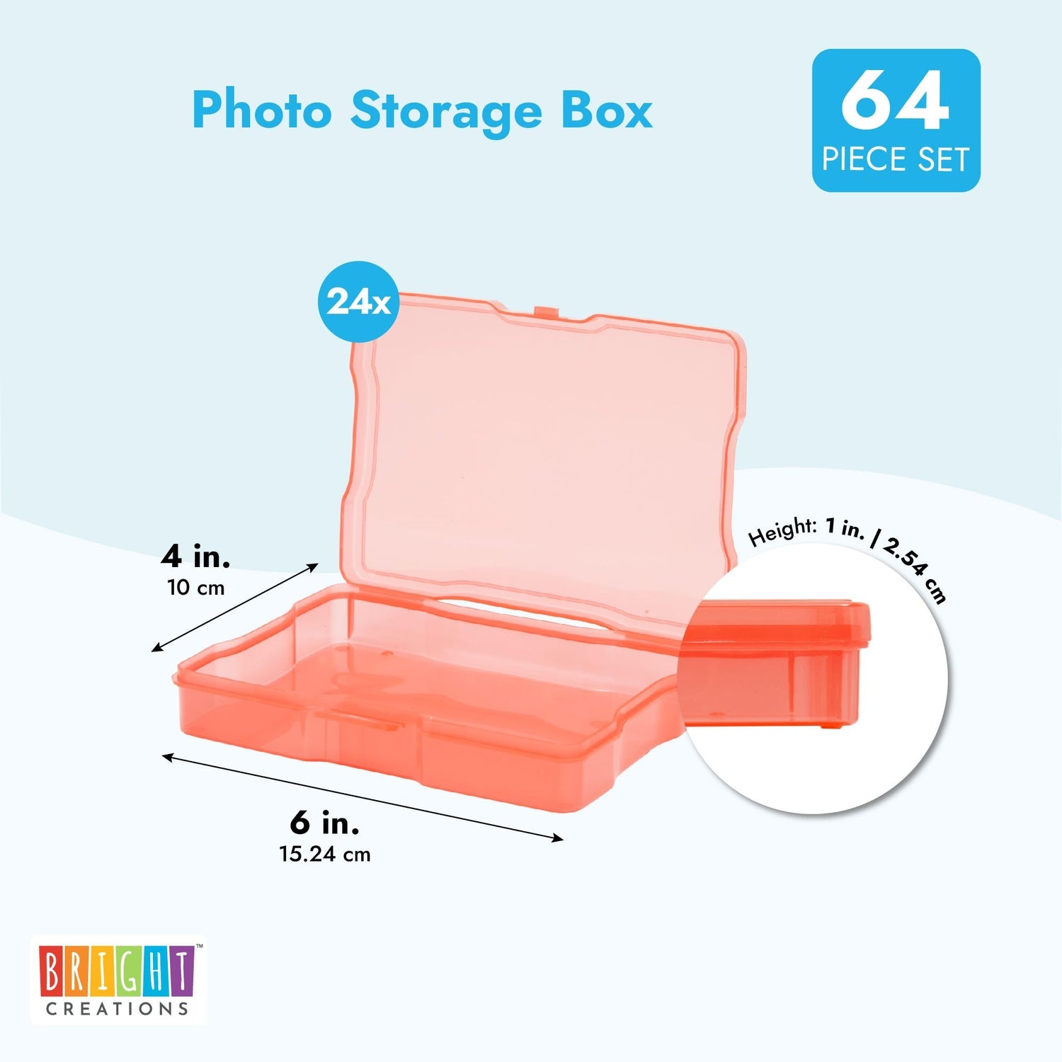 24 Photo Storage Boxes for 4x6 Pictures, Photo Organizer Storage Containers  with 40 Blank Labels (Clear, 64 Total Pieces) 