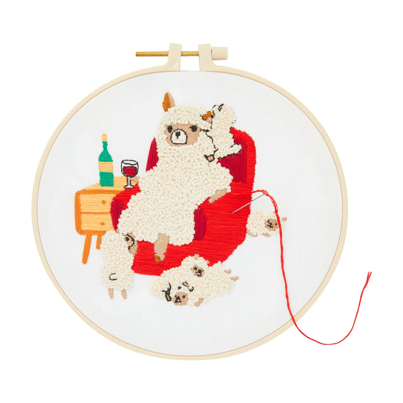 21 Piece Llama Embroidery Starter Kit for Beginners, Includes Yarn, Patterns, Hoops, and Needles (3 Designs)