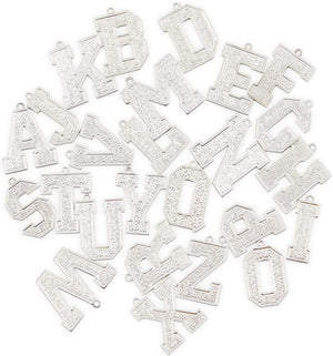 Silver Alphabet Charms for Jewelry Making, Letter Pendants (26 Pieces)