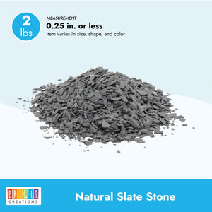 2 lbs Natural Slate Rocks, 0.1 to 0.25-inch Gray Stones for Aquariums, Terrariums, Fairy Garden and Miniature Model Displays, Reptile Enclosures, Crafting and Art Supplies