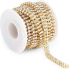 4 mm Gold Crystal Rhinestone Chain for Sewing and Crafts, 2 Rows (5 Yards)