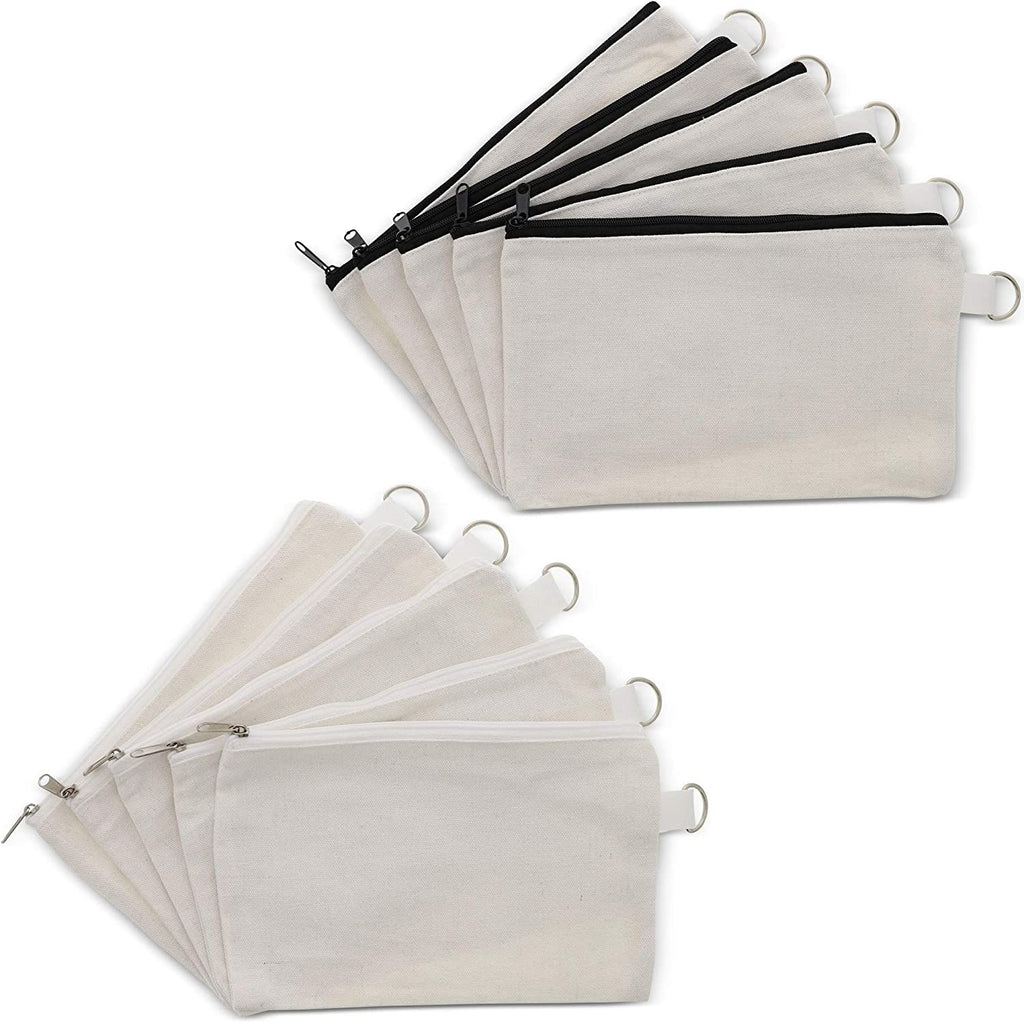 White Travel Makeup Bag for Women (9 x 5 in, 10 Pack)