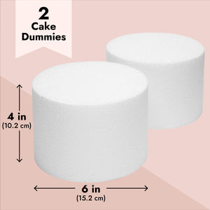 2 Pack Foam Cake Dummies, 6x4 Inch Dummy Rounds for Decorating, Fake Wedding Cake