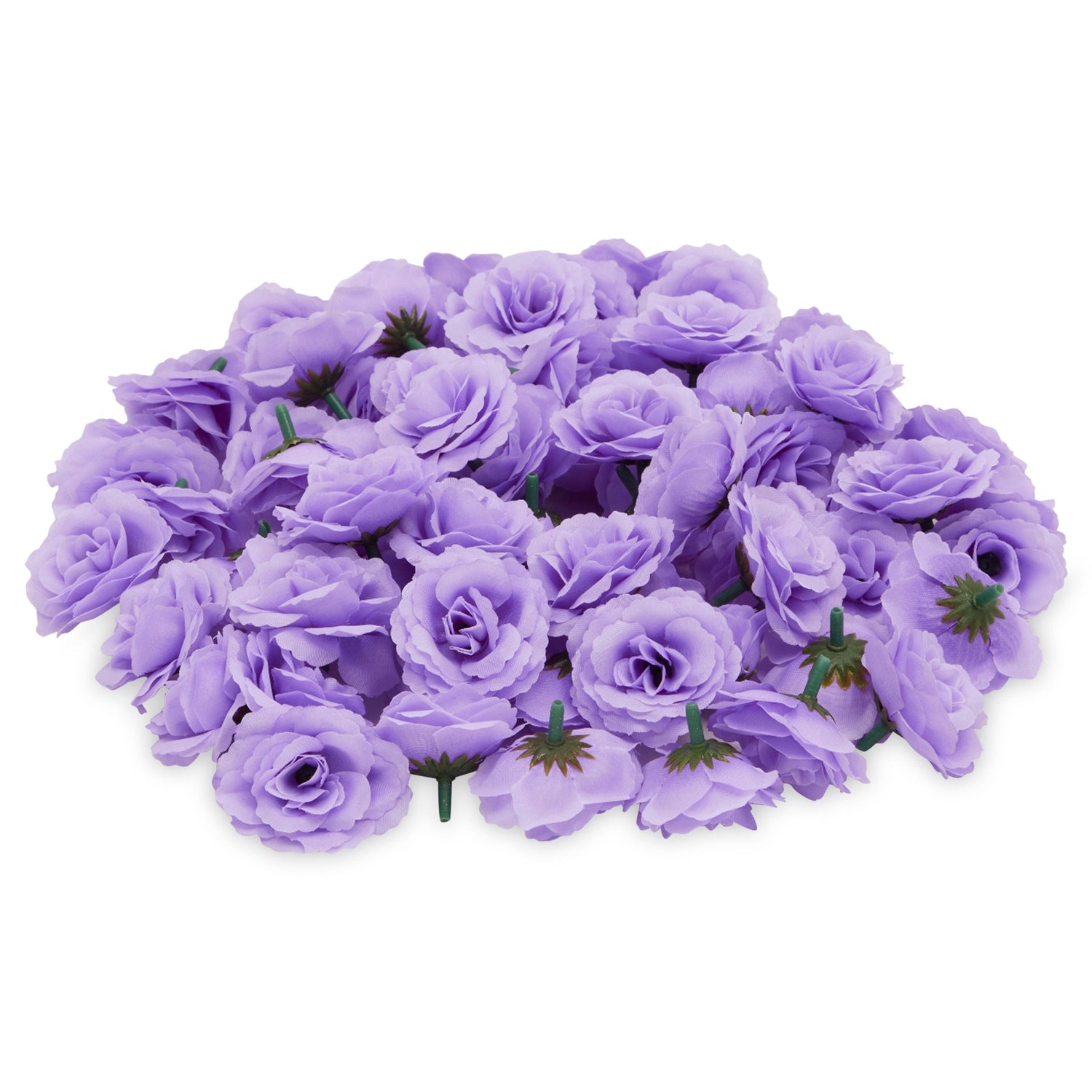 75 Pack Purple Flowers for Crafts, 2 Inch Stemless Silk Cloth Roses for  Bridal Shower, Wedding Receptions, Faux Bouquets