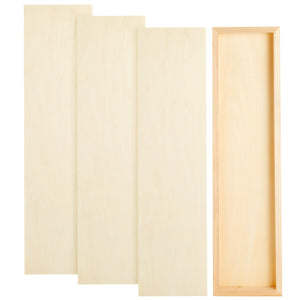 4 Pack Unfinished Wood Panels for Painting, DIY, Arts and Crafts, Deep Cradle Boards, 6x23 Inch Wood Canvas, Blank Wooden Sign for Wall, Home, Office, School, 0.84 In Thick