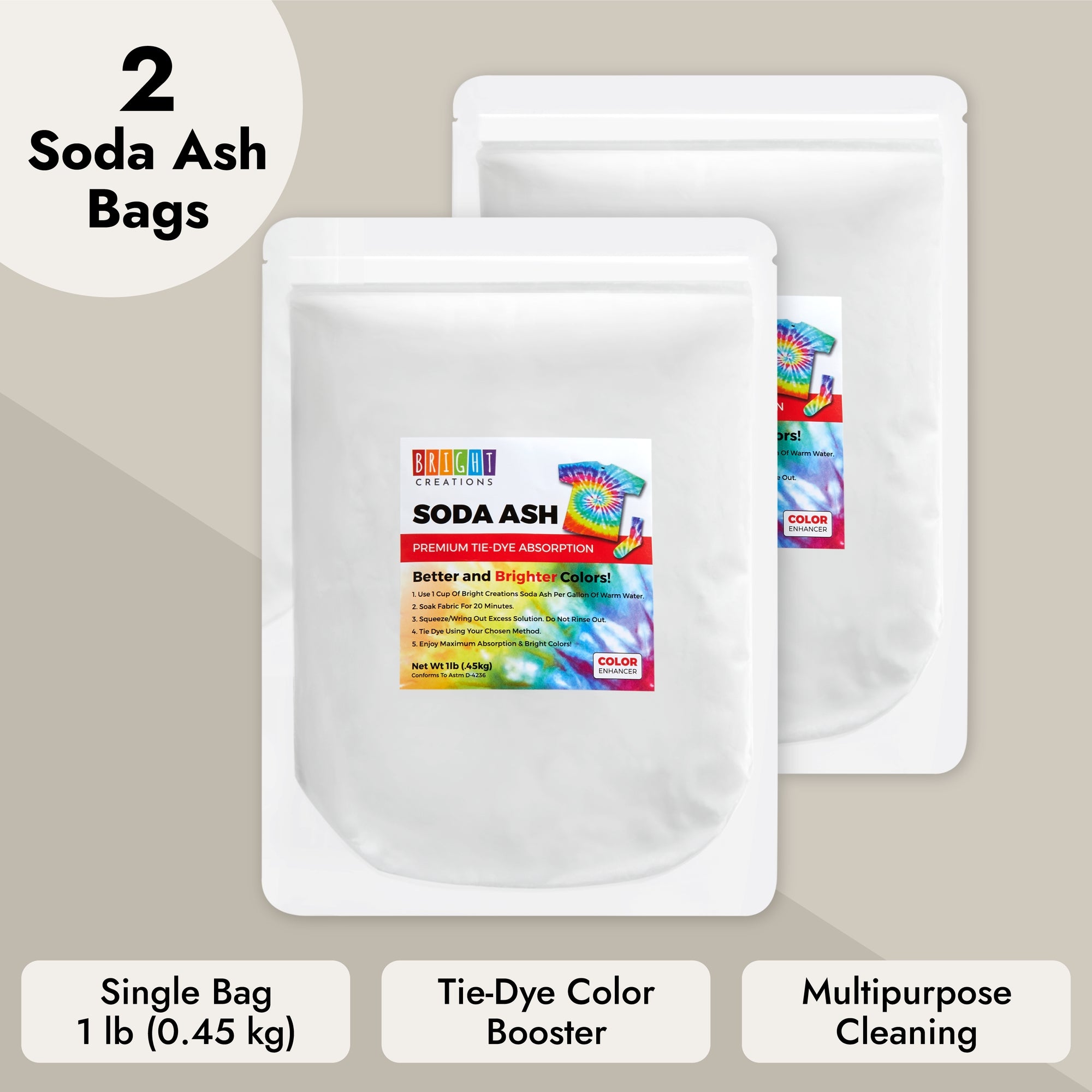 2 Pack Soda Ash for Tie Dye Shirts, DIY Projects, Arts and Crafts (2 l –  BrightCreationsOfficial