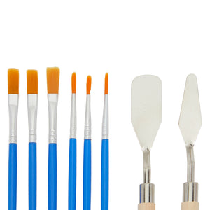 DIY Acrylic Paint Set with Palette Pad, Paints, Brushes, Art Knives (32 Pieces)