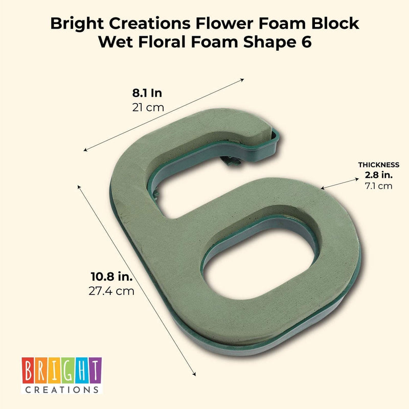 Number 6 Wet Foam for Fresh Flowers, Floral Arrangement Supplies, Green (11 x 8 x 3 In)